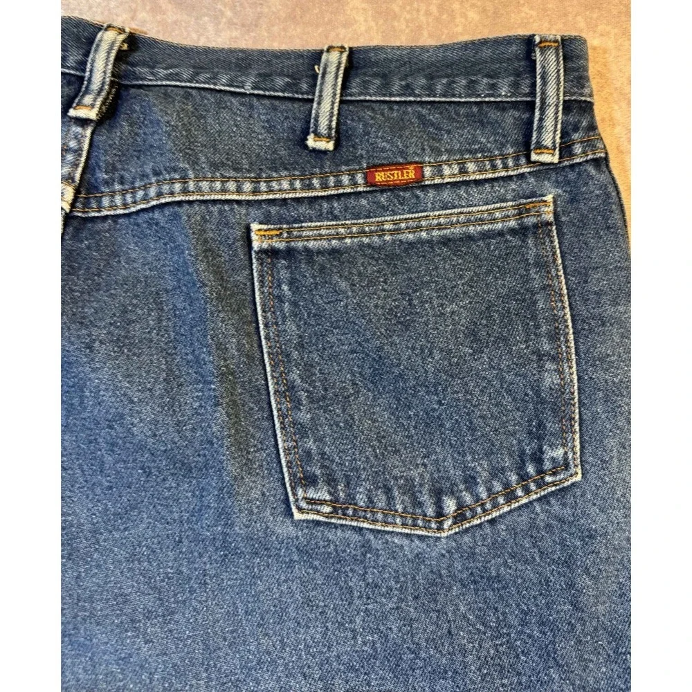 Rustler Jeans Mens 39x30 Blue Straight Leg Denim Workwear No Size Tag
